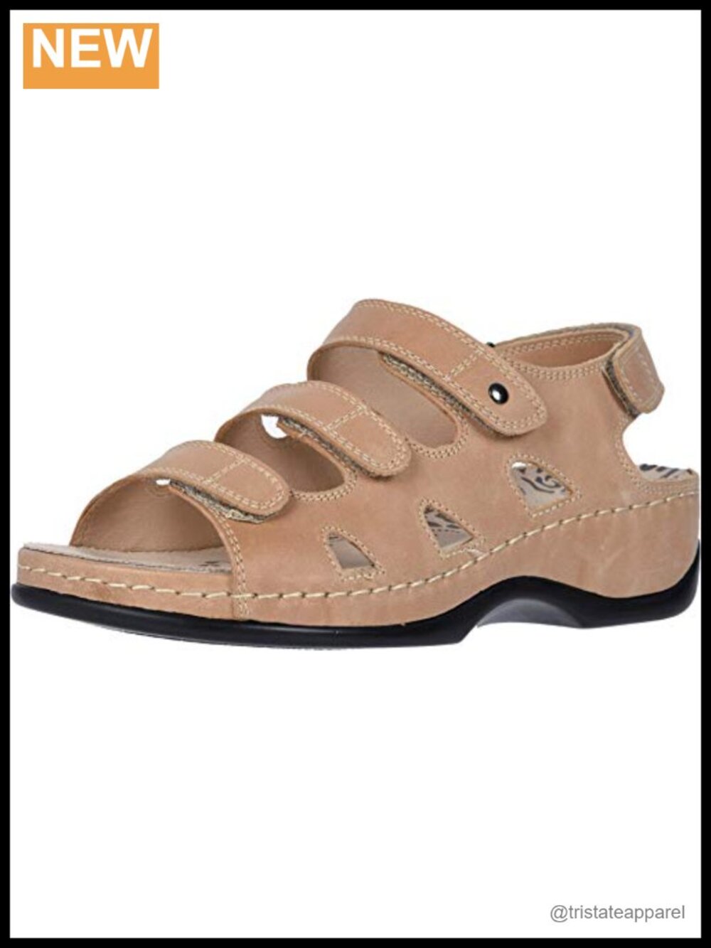 Leather Slingback Sandal with Removable Footbed Hook & Loop Casual Outdoor